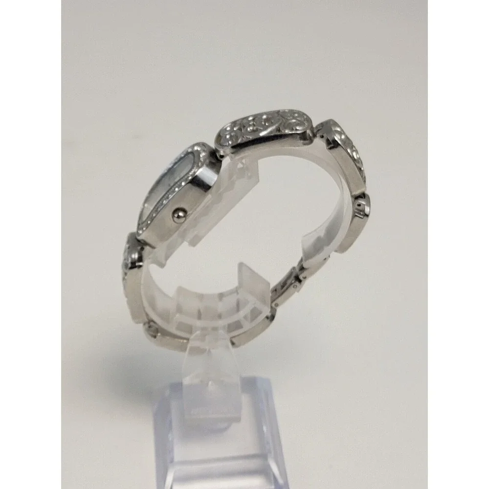 Allude Ladies Gemmed Quartz Watch 22mm Oval Silver‎ Tone Metal Heart Link
